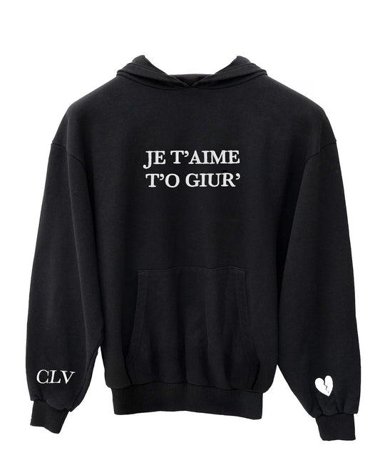 Hoodie Nera boxy fit -  JE T'AIME T'O GIUR'