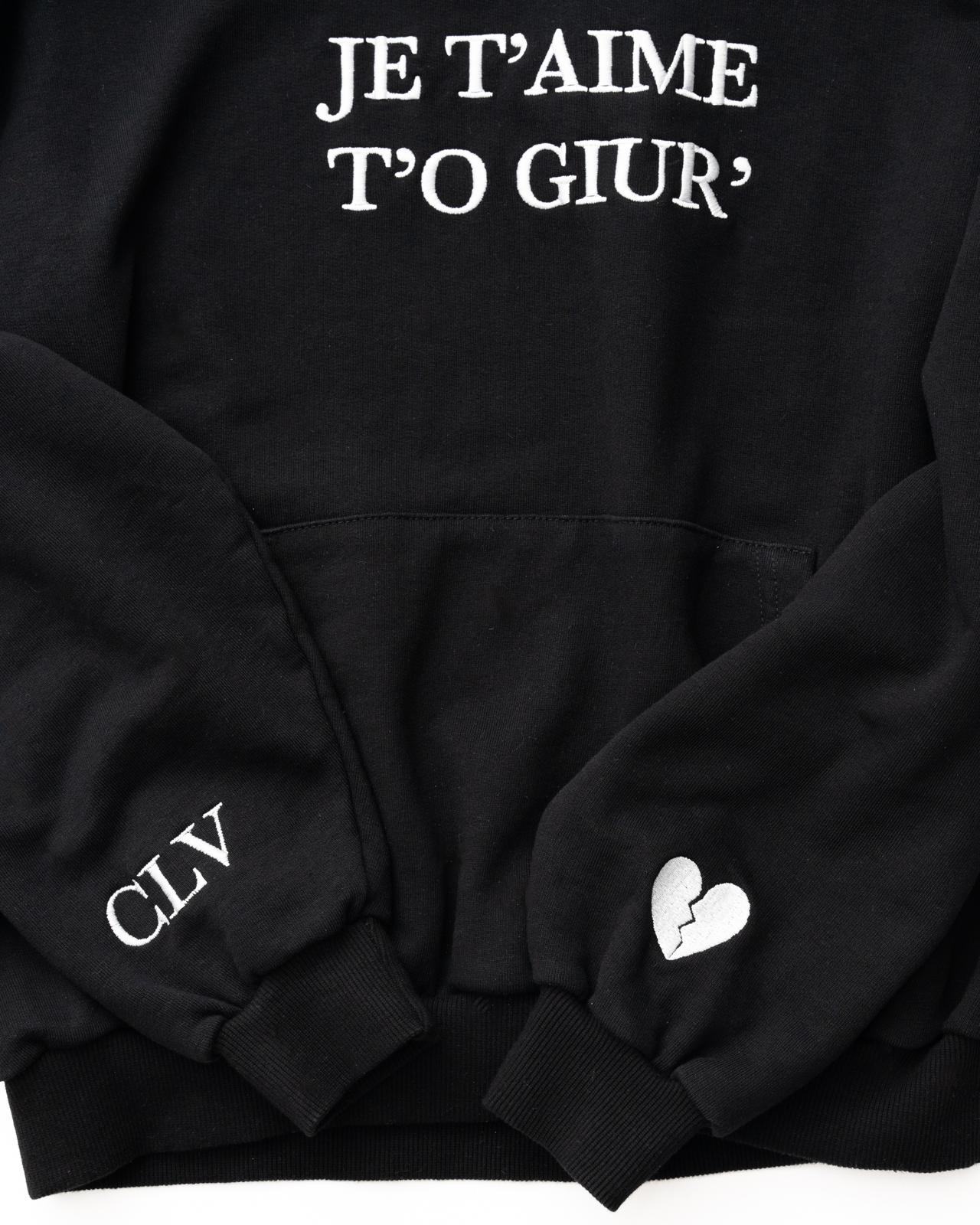 Hoodie Nera boxy fit -  JE T'AIME T'O GIUR'